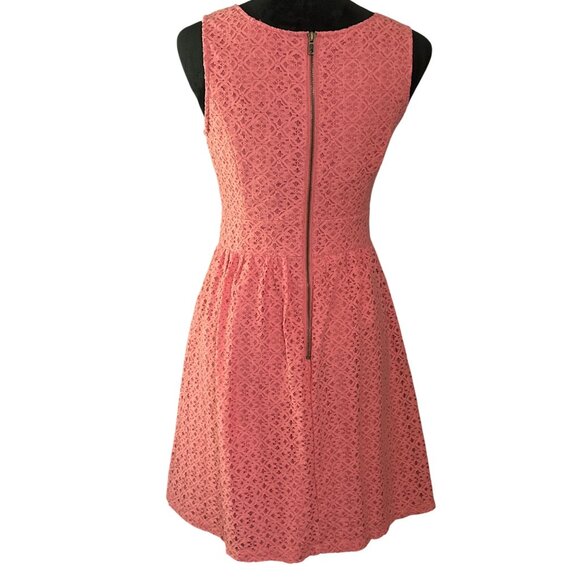Sleeveless Coral Lace Fit & Flare Dress By Loft Size 2 Back Zipper Closure Fully - Picture 3 of 6
